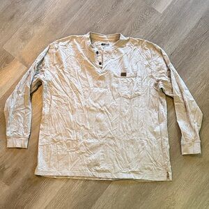 RIGGS Workwear Men's Casual Grey/Beige Long Sleeve Henley XXL